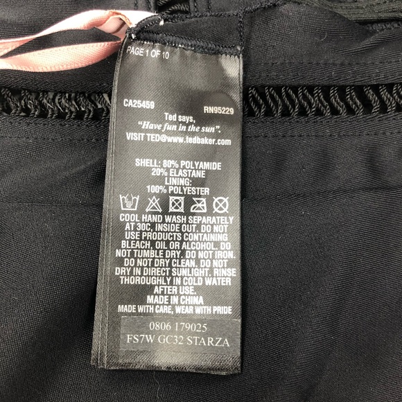 Ted Baker Starza Pointelle Deep V Swimsuit Black - Picture 7 of 8